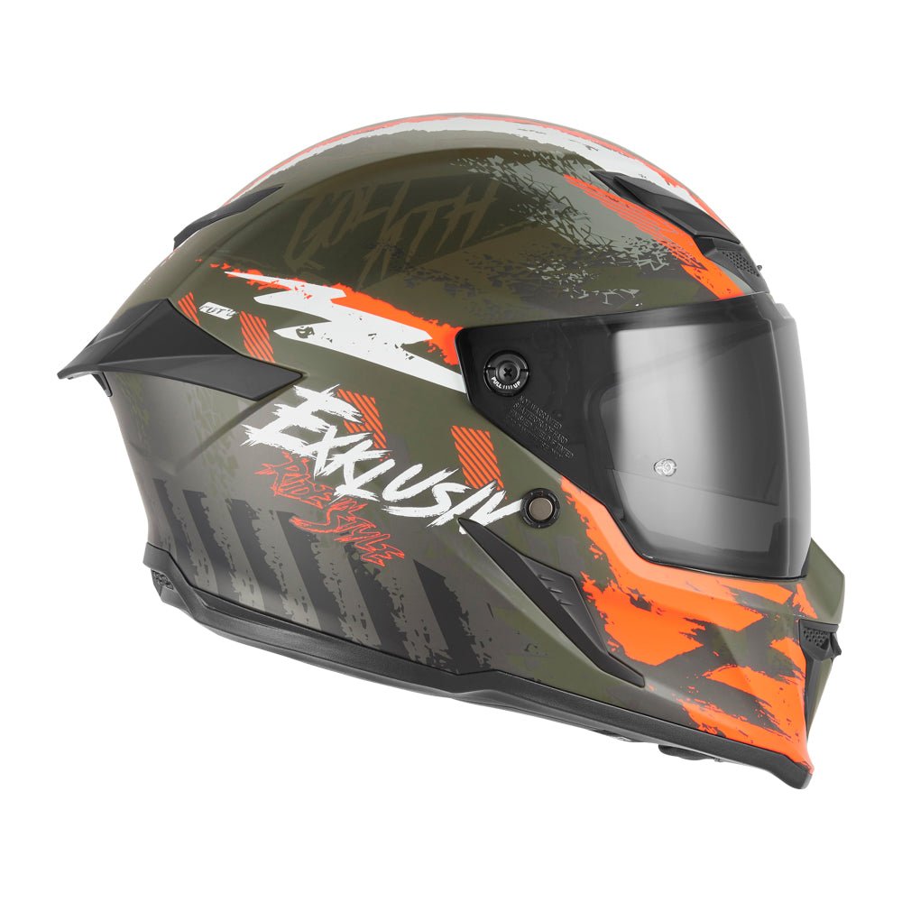 Casque Intégral Goliath Cut'D Kaki Mat/Orange — EXKLUSIV - LE PRATIQUE DU MOTARD