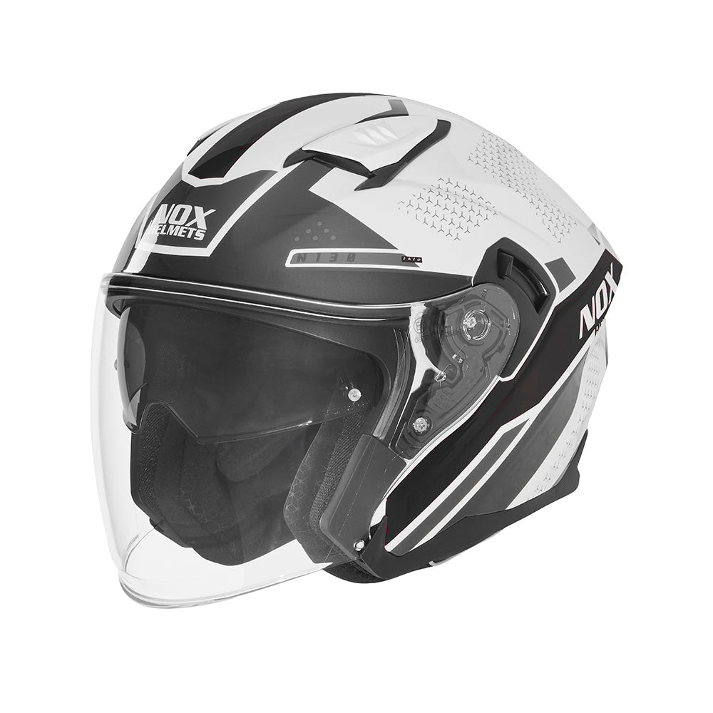 Casque Moto Jet N130 Ekto Blanc Noir | NOX - LE PRATIQUE DU MOTARD