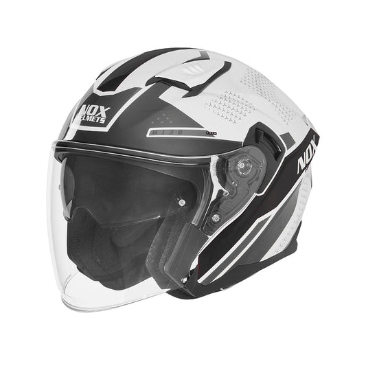 Casque Moto Jet N130 Ekto Blanc Noir | NOX - LE PRATIQUE DU MOTARD