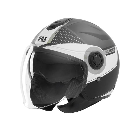 Casque Moto Jet N182 Round Noir Mat Argent | NOX - LE PRATIQUE DU MOTARD