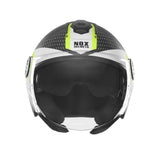 Casque Moto Jet N182 Round Noir Mat Jaune Fluo | NOX - LE PRATIQUE DU MOTARD