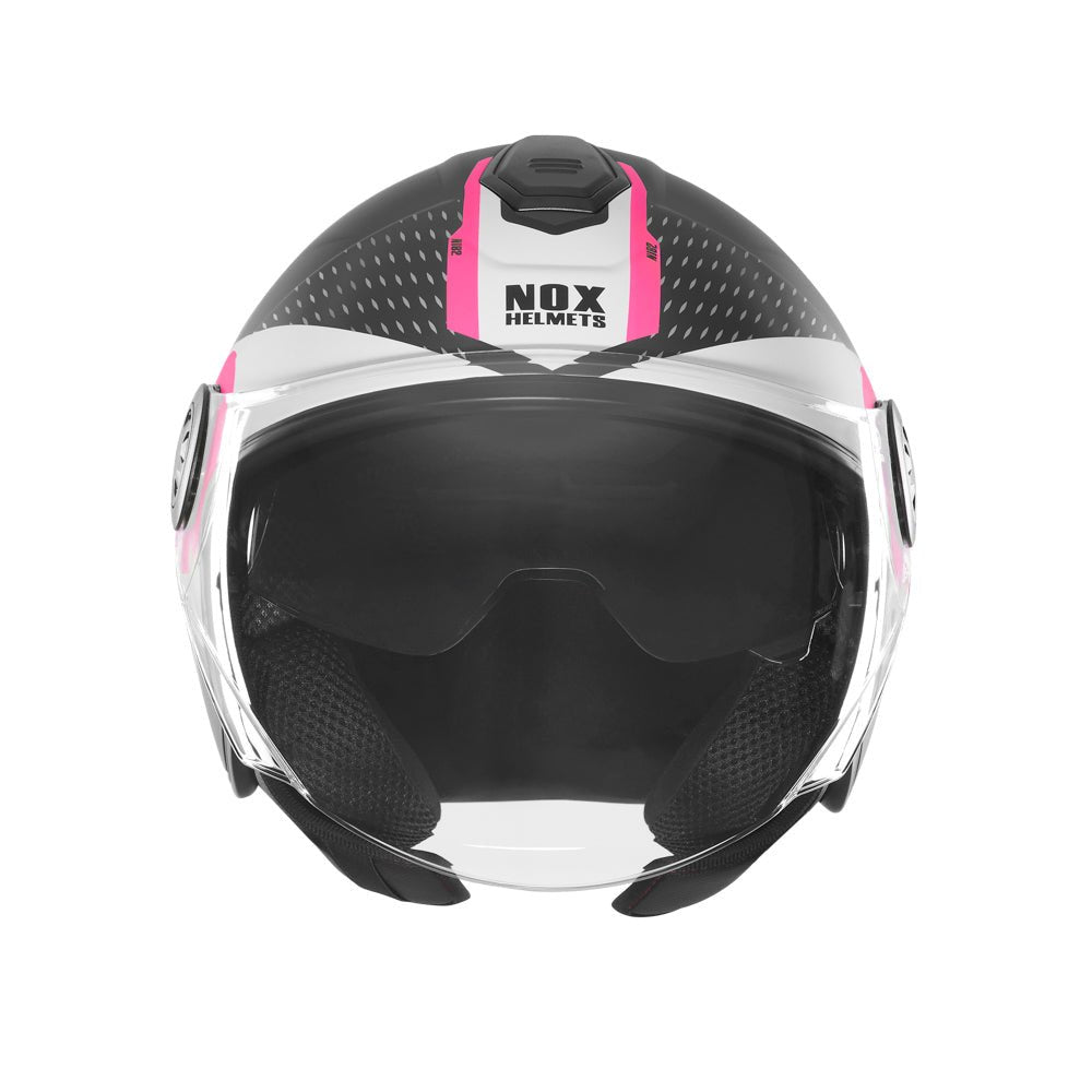 Casque Moto Jet N182 Round Noir Mat Rose | NOX - LE PRATIQUE DU MOTARD