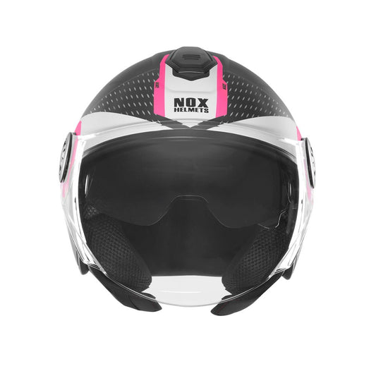 Casque Moto Jet N182 Round Noir Mat Rose | NOX - LE PRATIQUE DU MOTARD