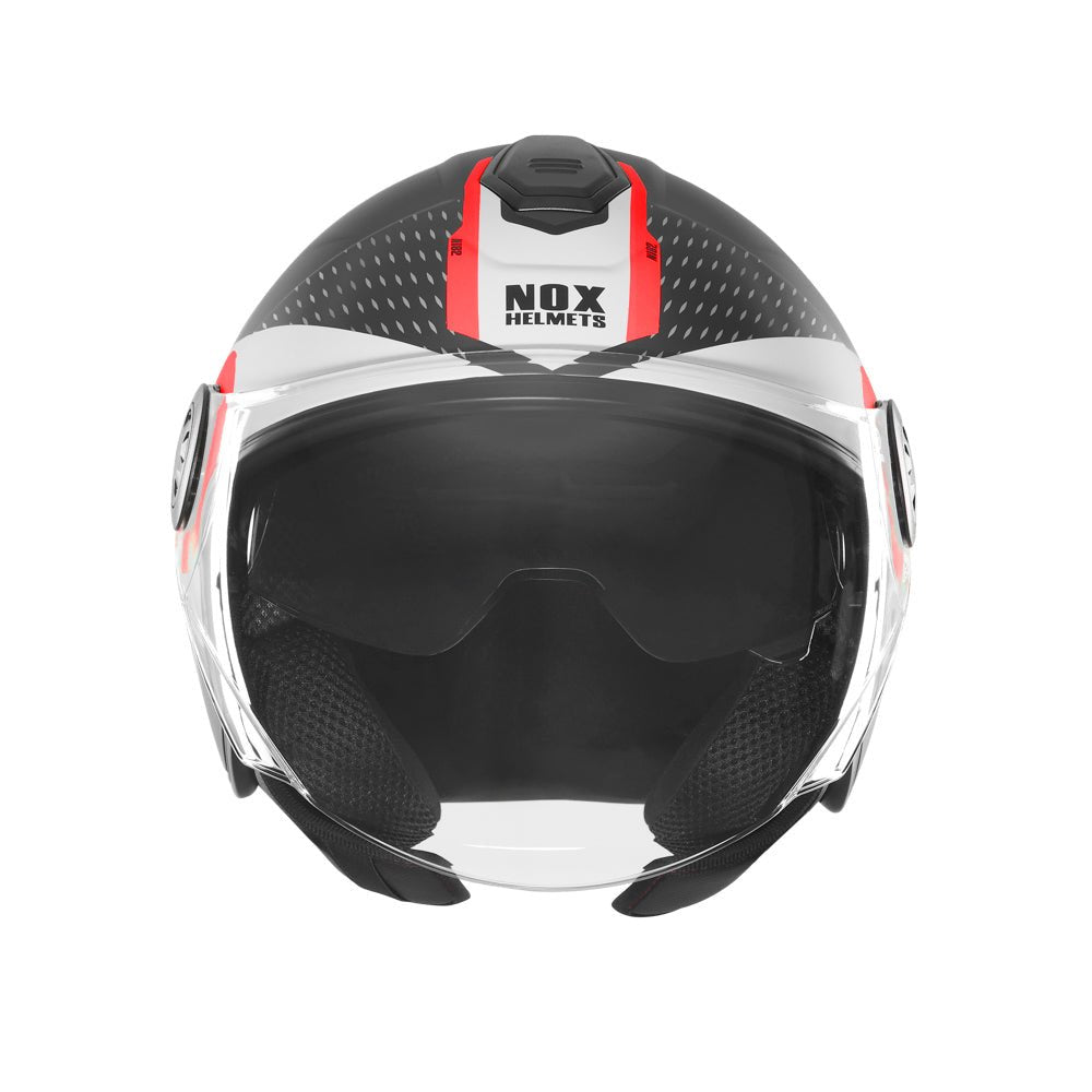 Casque Moto Jet N182 Round Noir Mat Rouge | NOX - LE PRATIQUE DU MOTARD