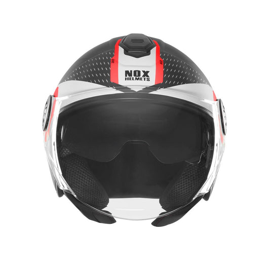 Casque Moto Jet N182 Round Noir Mat Rouge | NOX - LE PRATIQUE DU MOTARD