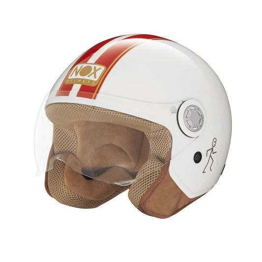 Casque Moto Jet N210 EVO Blanc Rouge | NOX - LE PRATIQUE DU MOTARD