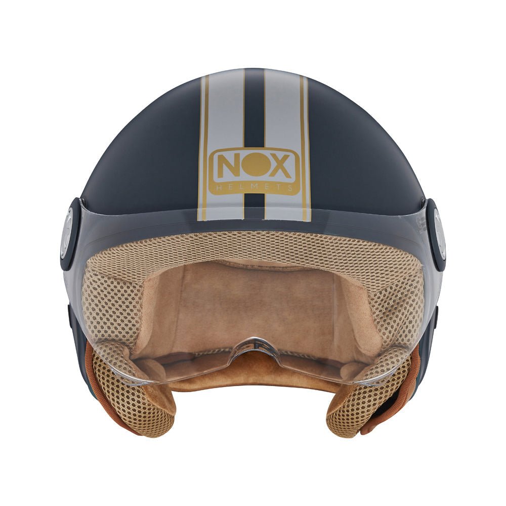Casque Moto Jet N210 EVO Bleu Mat Gris Nardo | NOX - LE PRATIQUE DU MOTARD