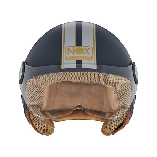 Casque Moto Jet N210 EVO Bleu Mat Gris Nardo | NOX - LE PRATIQUE DU MOTARD