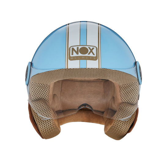 Casque Moto Jet N210 EVO Bleu Pastel Blanc | NOX - LE PRATIQUE DU MOTARD