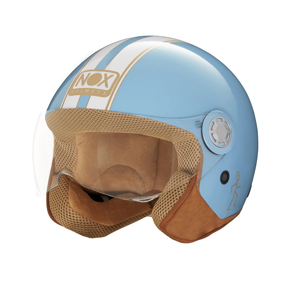 Casque Moto Jet N210 EVO Bleu Pastel Blanc | NOX - LE PRATIQUE DU MOTARD