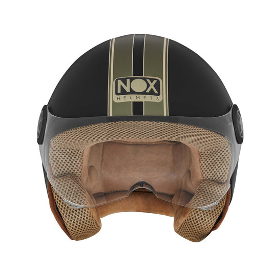 Casque Moto Jet N210 EVO Noir Mat Kaki | NOX - LE PRATIQUE DU MOTARD