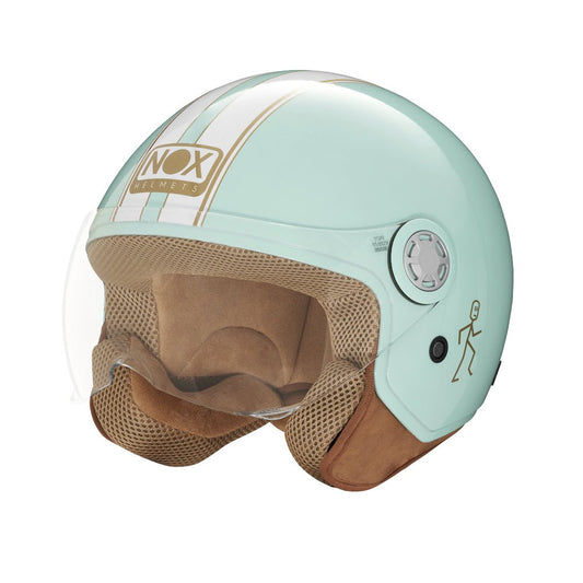 Casque Moto Jet N210 EVO Vert Pastel Blanc | NOX - LE PRATIQUE DU MOTARD