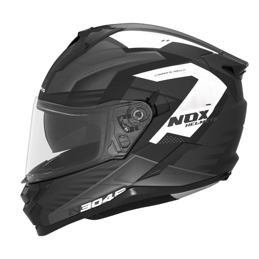 Casque Moto Intégral N304S Carver Noir Mat Blanc | NOX - LE PRATIQUE DU MOTARD