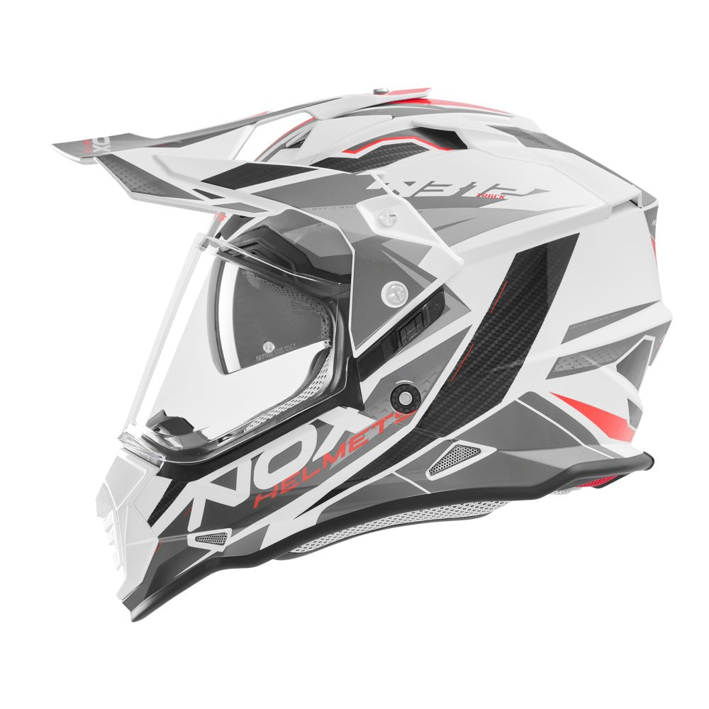 Casque Moto Cross N312 Track Blanc Rouge | NOX - LE PRATIQUE DU MOTARD