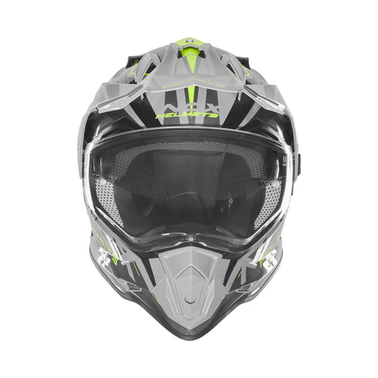 Casque Moto Cross N312 Track Gris Nardo Jaune Fluo | NOX - LE PRATIQUE DU MOTARD
