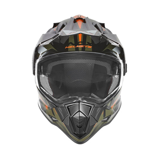 Casque Moto Cross N312 Track Kaki Mat Orange | NOX - LE PRATIQUE DU MOTARD