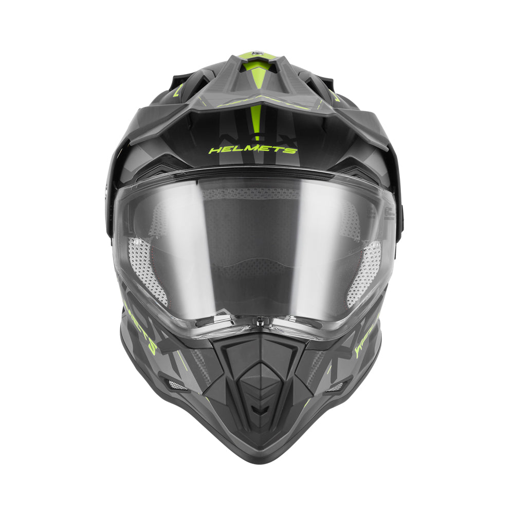 Casque Moto Cross N312 Track Noir Mat Jaune Fluo | NOX - LE PRATIQUE DU MOTARD