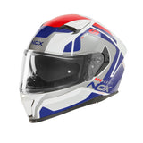 Casque Moto Intégral N402 Mentor Blanc Bleu Rouge | NOX - LE PRATIQUE DU MOTARD