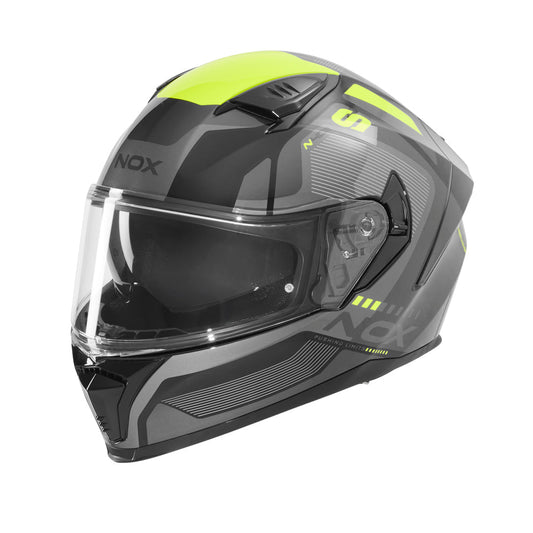 Casque Moto Intégral N402 Mentor Noir Jaune Fluo | NOX - LE PRATIQUE DU MOTARD