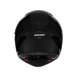Arrière du casque intégral moto NOX N402 noir brillant et intérieur confort