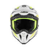Casque Moto Cross N634 Storm Blanc Bleu Jaune | NOX - LE PRATIQUE DU MOTARD