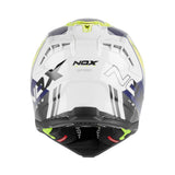 Casque Moto Cross N634 Storm Blanc Bleu Jaune | NOX - LE PRATIQUE DU MOTARD