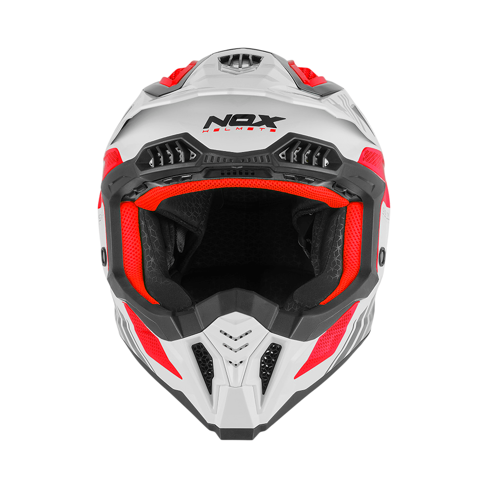 Casque Moto Cross N634 Storm Blanc Rouge | NOX - LE PRATIQUE DU MOTARD