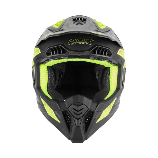 Casque Moto Cross N634 Storm Noir Mat Jaune | NOX - LE PRATIQUE DU MOTARD