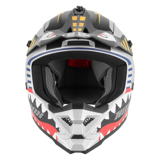 Casque Moto Cross Enfant N761 Fly Fighter Argent Mat | NOX - LE PRATIQUE DU MOTARD