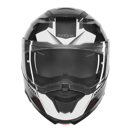 Casque Moto Modulable N967 Conquer Noir Blanc Rouge | NOX - LE PRATIQUE DU MOTARD