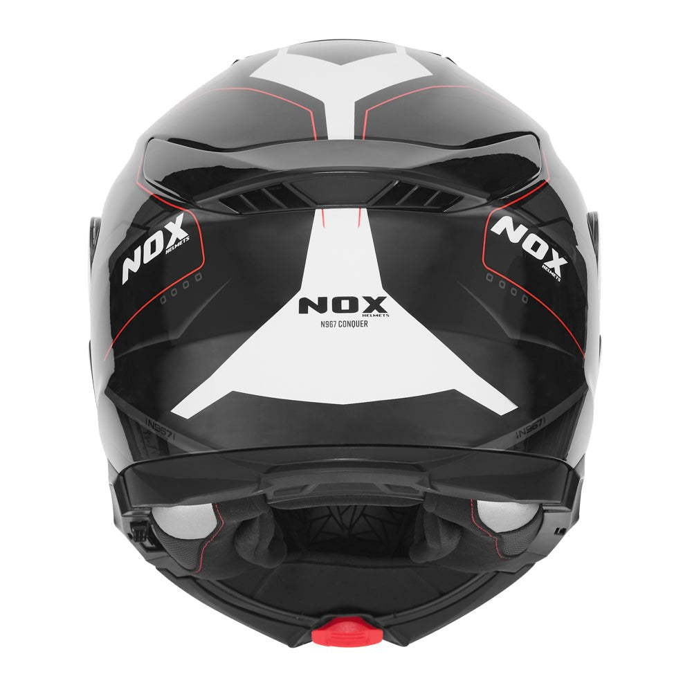 Casque Moto Modulable N967 Conquer Noir Blanc Rouge | NOX - LE PRATIQUE DU MOTARD