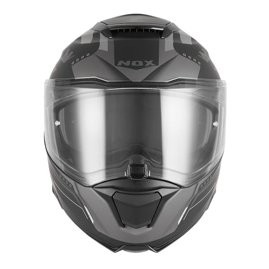 Casque Moto Modulable N967 Conquer Noir Mat Argent | NOX - LE PRATIQUE DU MOTARD