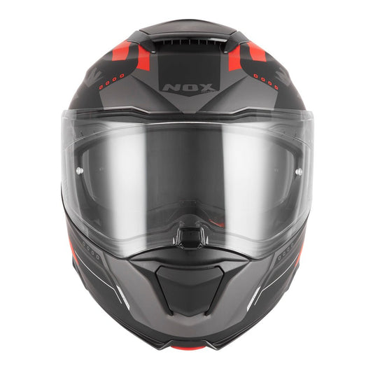 Casque Moto Modulable N967 Conquer Noir Mat Rouge | NOX - LE PRATIQUE DU MOTARD