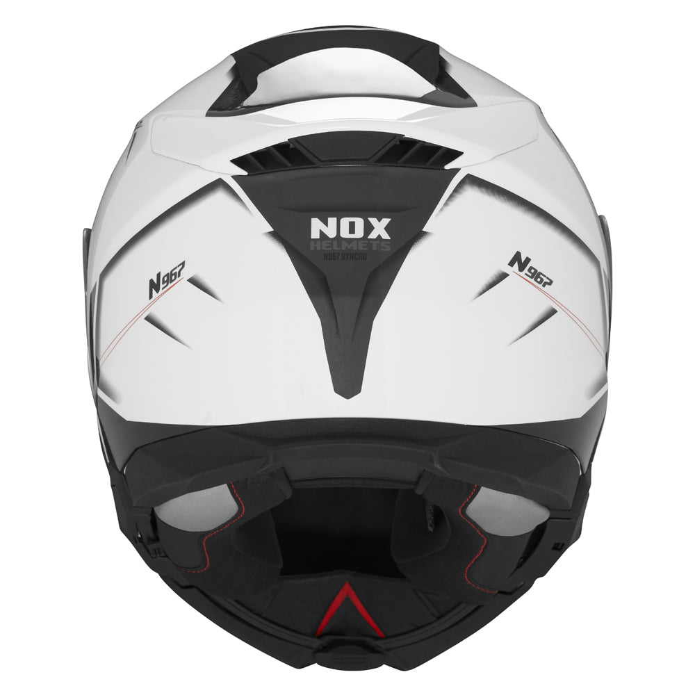 Casque Moto Modulable N967 Synchro Blanc Rouge | NOX - LE PRATIQUE DU MOTARD