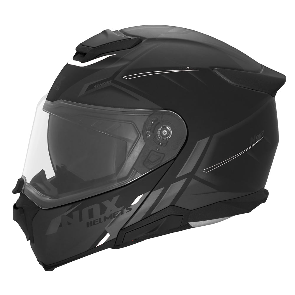 Casque Moto Modulable N967 Synchro Noir Mat Blanc | NOX - LE PRATIQUE DU MOTARD