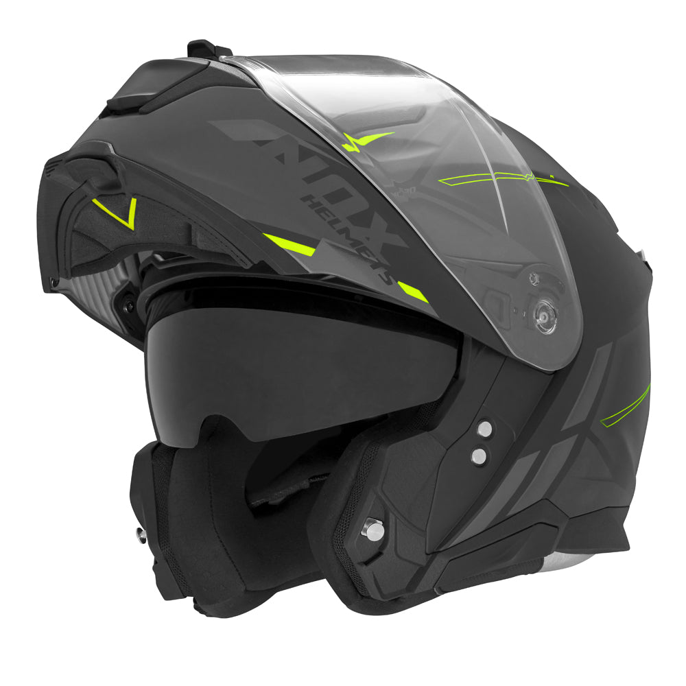 Casque Moto Modulable N967 Synchro Noir Mat Jaune | NOX - LE PRATIQUE DU MOTARD