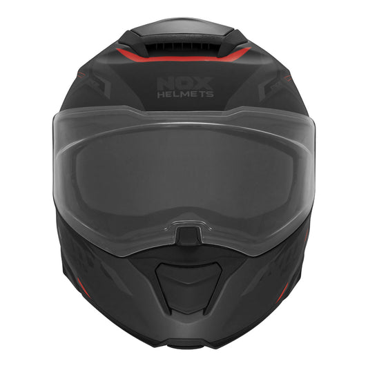 Casque Moto Modulable N967 Synchro Noir Mat Rouge | NOX - LE PRATIQUE DU MOTARD