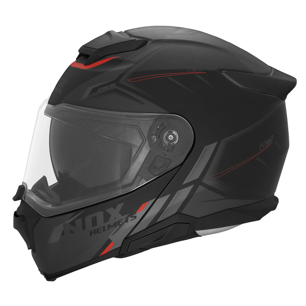Casque Moto Modulable N967 Synchro Noir Mat Rouge | NOX - LE PRATIQUE DU MOTARD