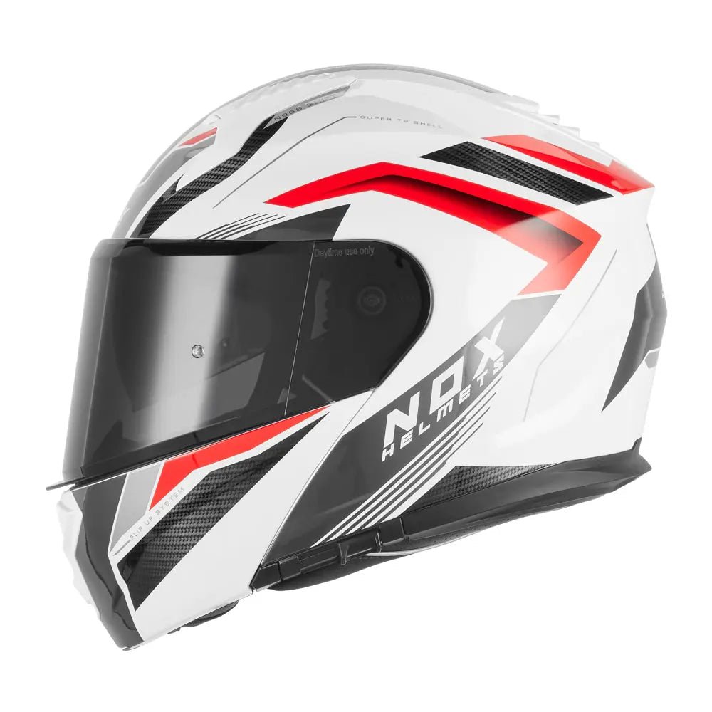 Casque Moto Modulable N968 Shift Blanc Rouge | NOX - LE PRATIQUE DU MOTARD