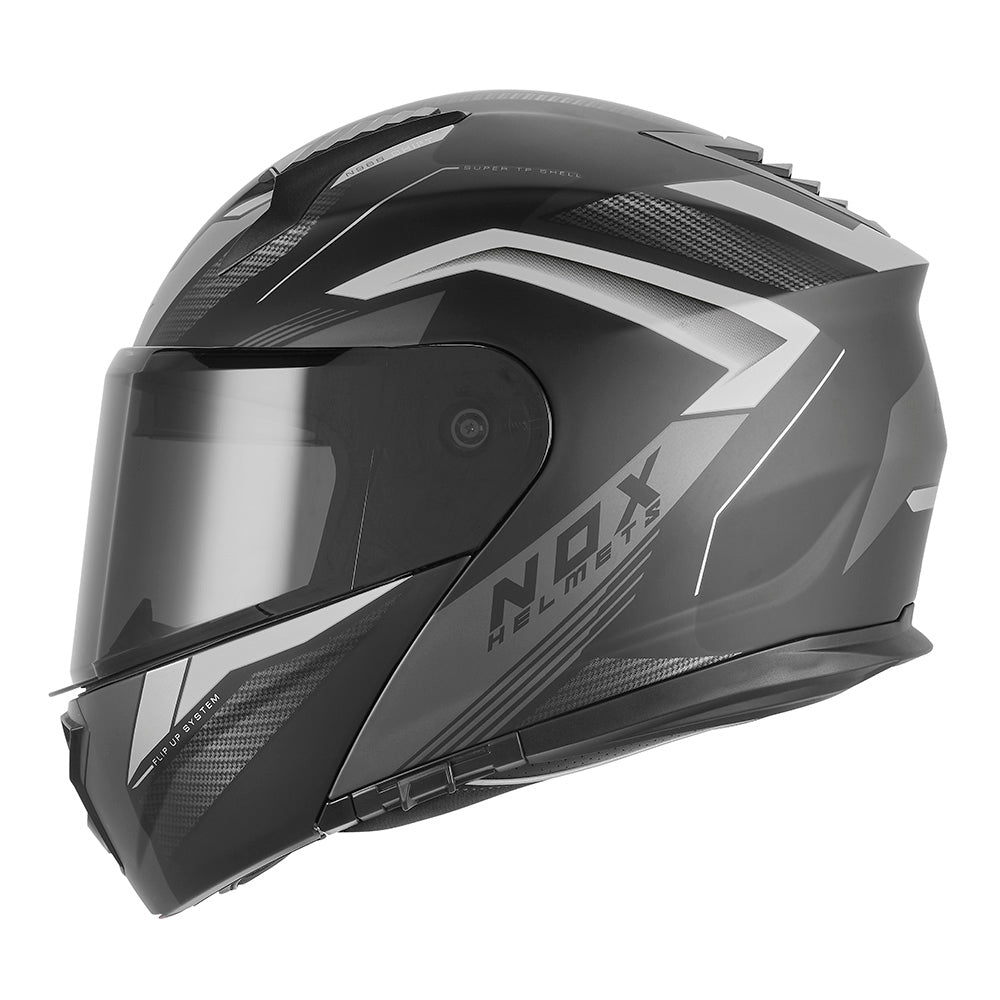 Casque Moto Modulable N968 Shift Noir Mat Argent | NOX - LE PRATIQUE DU MOTARD