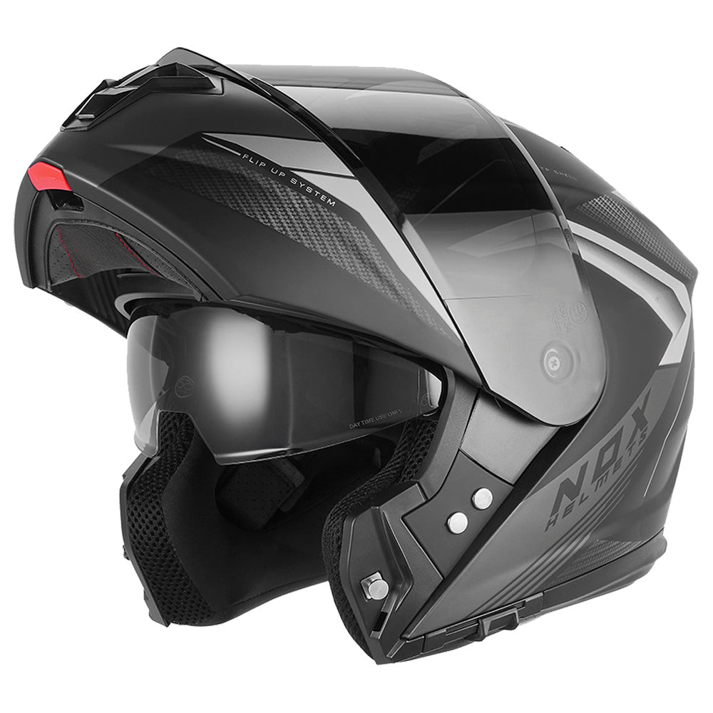 Casque Moto Modulable N968 Shift Noir Mat Argent | NOX - LE PRATIQUE DU MOTARD