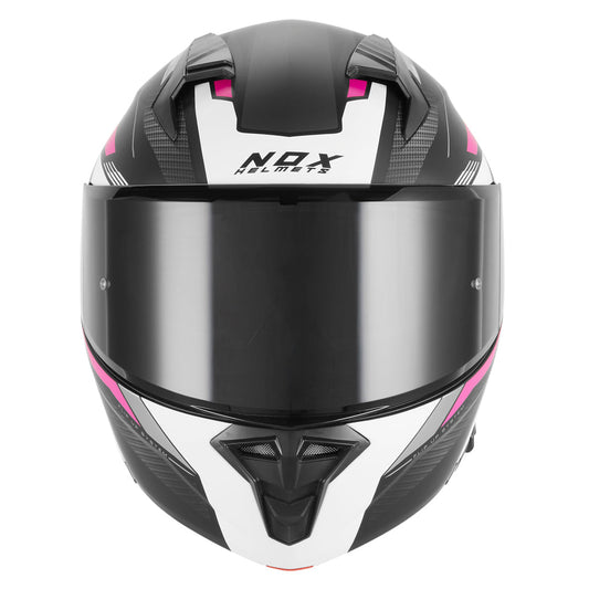 Casque Moto Modulable N968 Shift Noir Mat Blanc Rose | NOX - LE PRATIQUE DU MOTARD