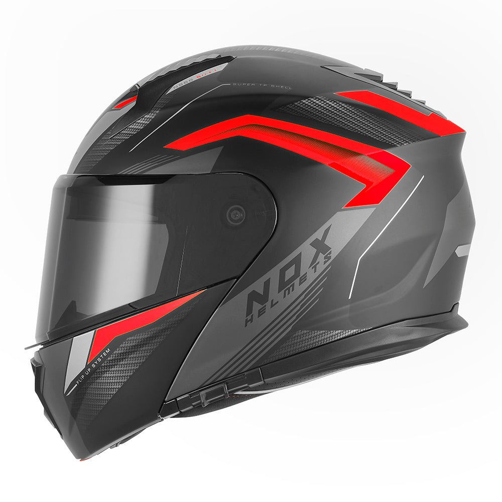 Casque Moto Modulable N968 Shift Noir Mat Rouge | NOX - LE PRATIQUE DU MOTARD
