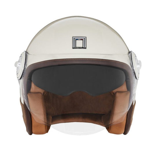 Casque Moto Jet Heritage Crème Cuir Marron | NOX - LE PRATIQUE DU MOTARD