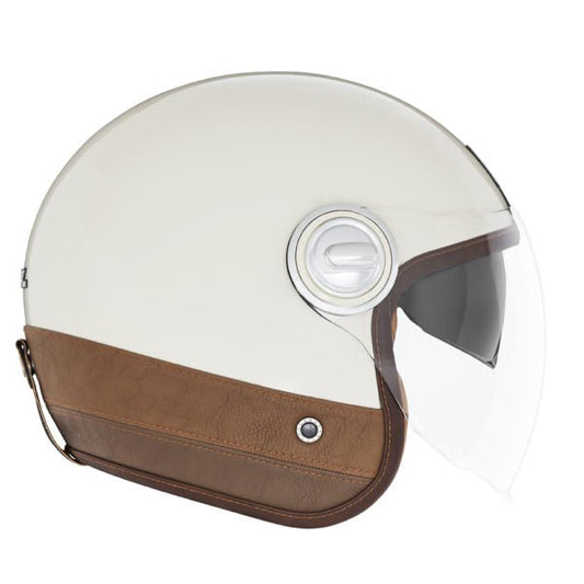 Casque Moto Jet Heritage Crème Cuir Marron | NOX - LE PRATIQUE DU MOTARD