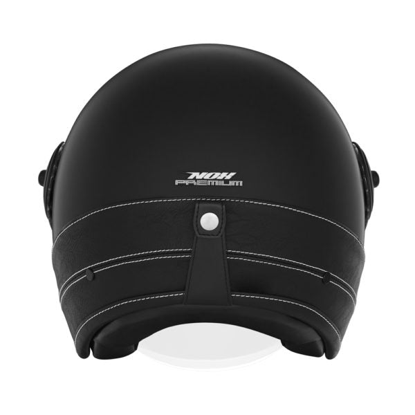 Casque Moto Jet Heritage Noir Mat Cuir Noir | NOX - LE PRATIQUE DU MOTARD