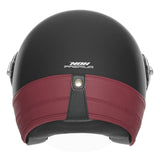 Casque Moto Jet Heritage Noir Mat Cuir Rouge | NOX - LE PRATIQUE DU MOTARD