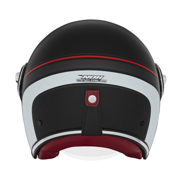 Casque Moto Heritage Line Noir Mat Rouge Blanc | NOX - LE PRATIQUE DU MOTARD