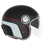 Casque Moto Heritage Line Noir Mat Rouge Blanc | NOX - LE PRATIQUE DU MOTARD