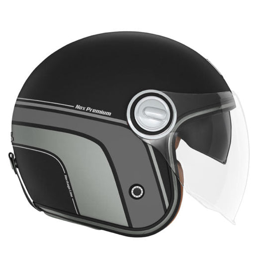 Casque Moto Heritage Line Noir Mat Titanium | NOX - LE PRATIQUE DU MOTARD